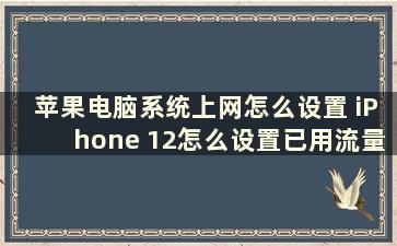 苹果电脑系统上网怎么设置 iPhone 12怎么设置已用流量